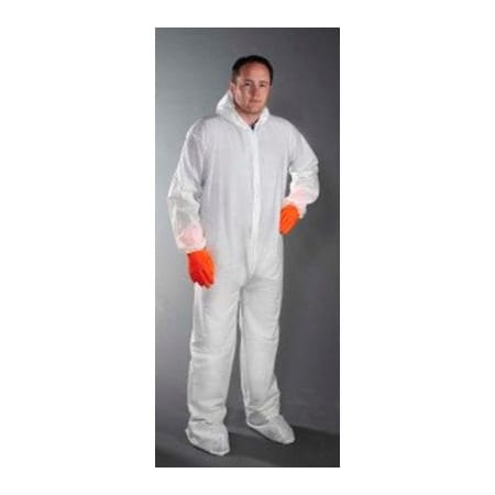 KEYSTONE SAFETY Polypropylene Coverall/Bunny Suit, Elastic Wrists, Attached Hood & Boots, Zipper Front, XL, 25/CS CVL-NW-B-XL